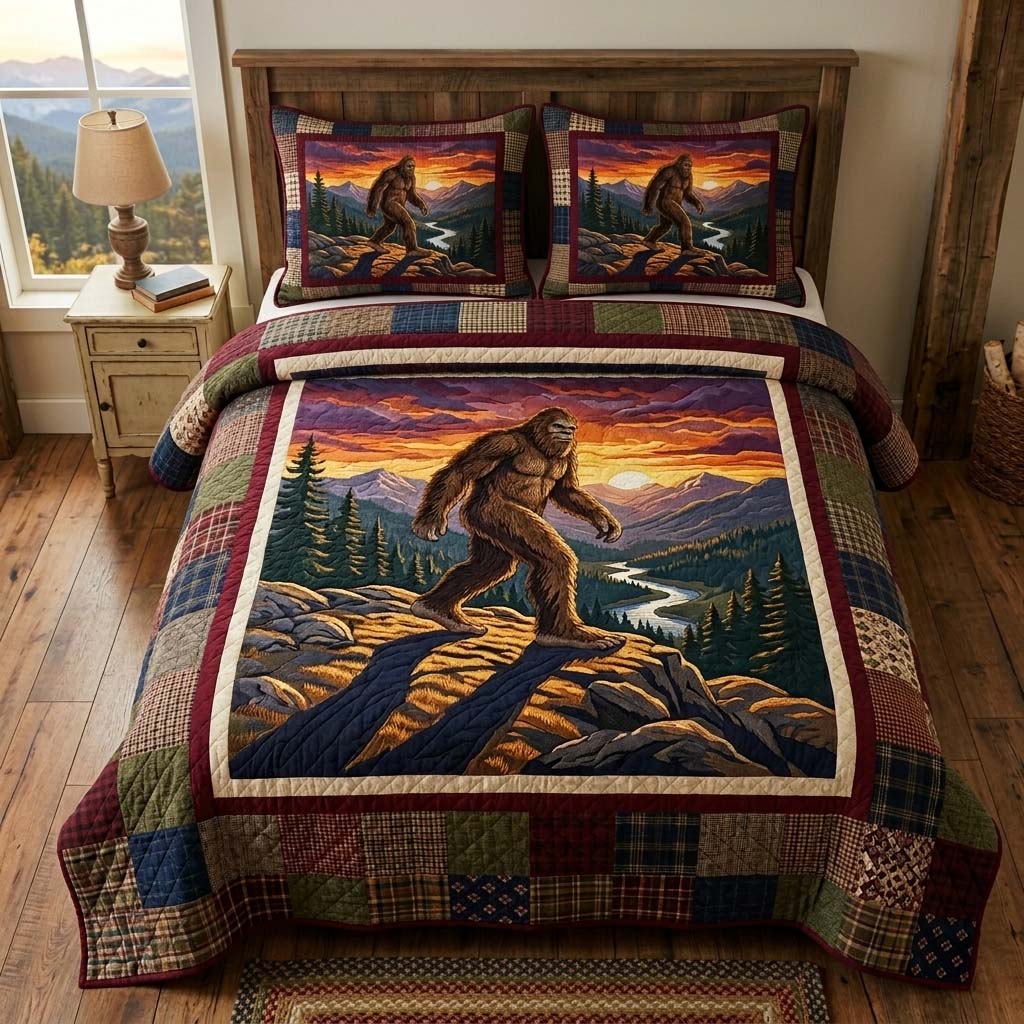 Sunset Trail Bigfoot Quilted Bedding Set Sunset Trail Vintage Gift For Sunset Trail - Tradiviet