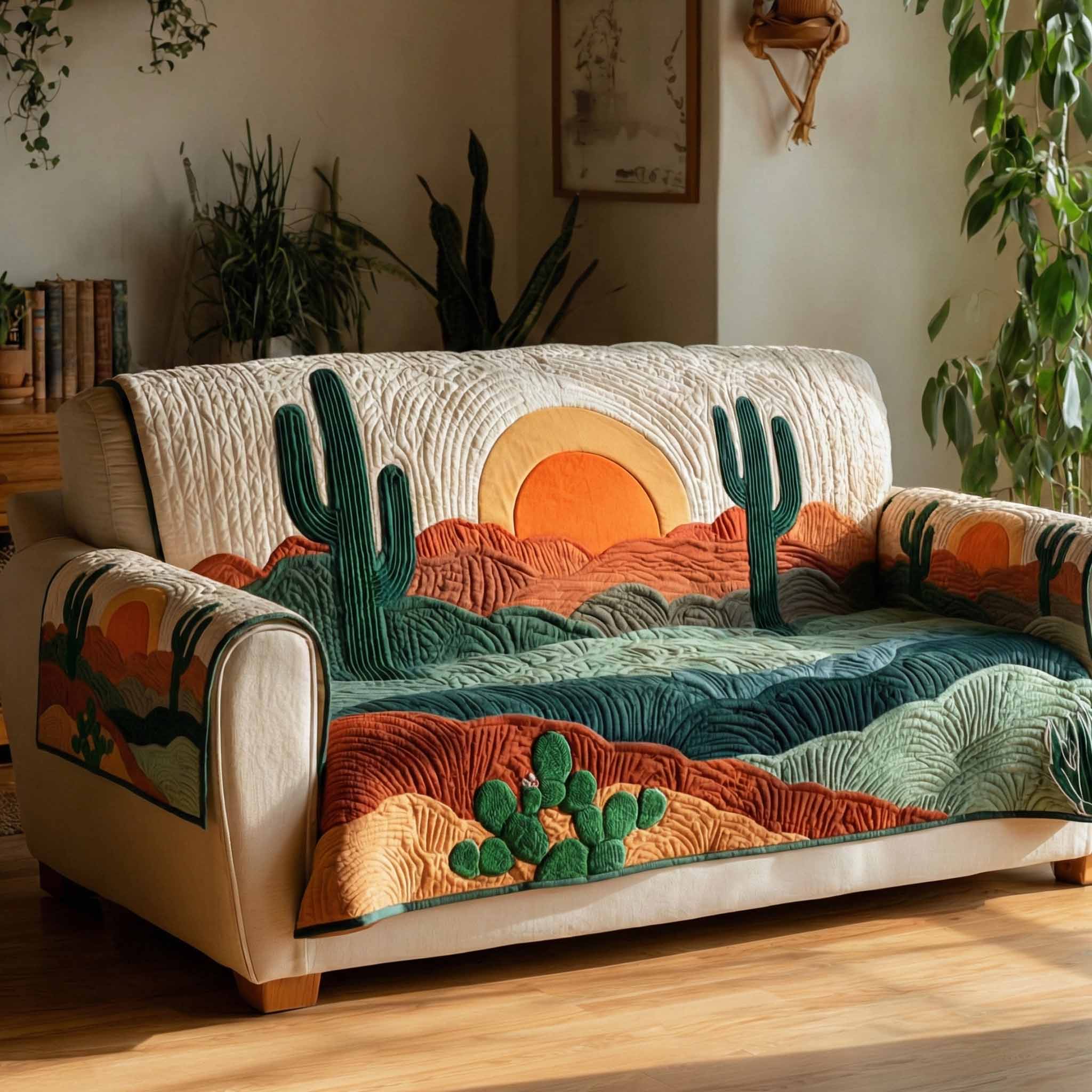Sunset Valley Quilted Sofa Cover Home Room Decor Ideas Sun Lover Gift Ideas - Tradiviet