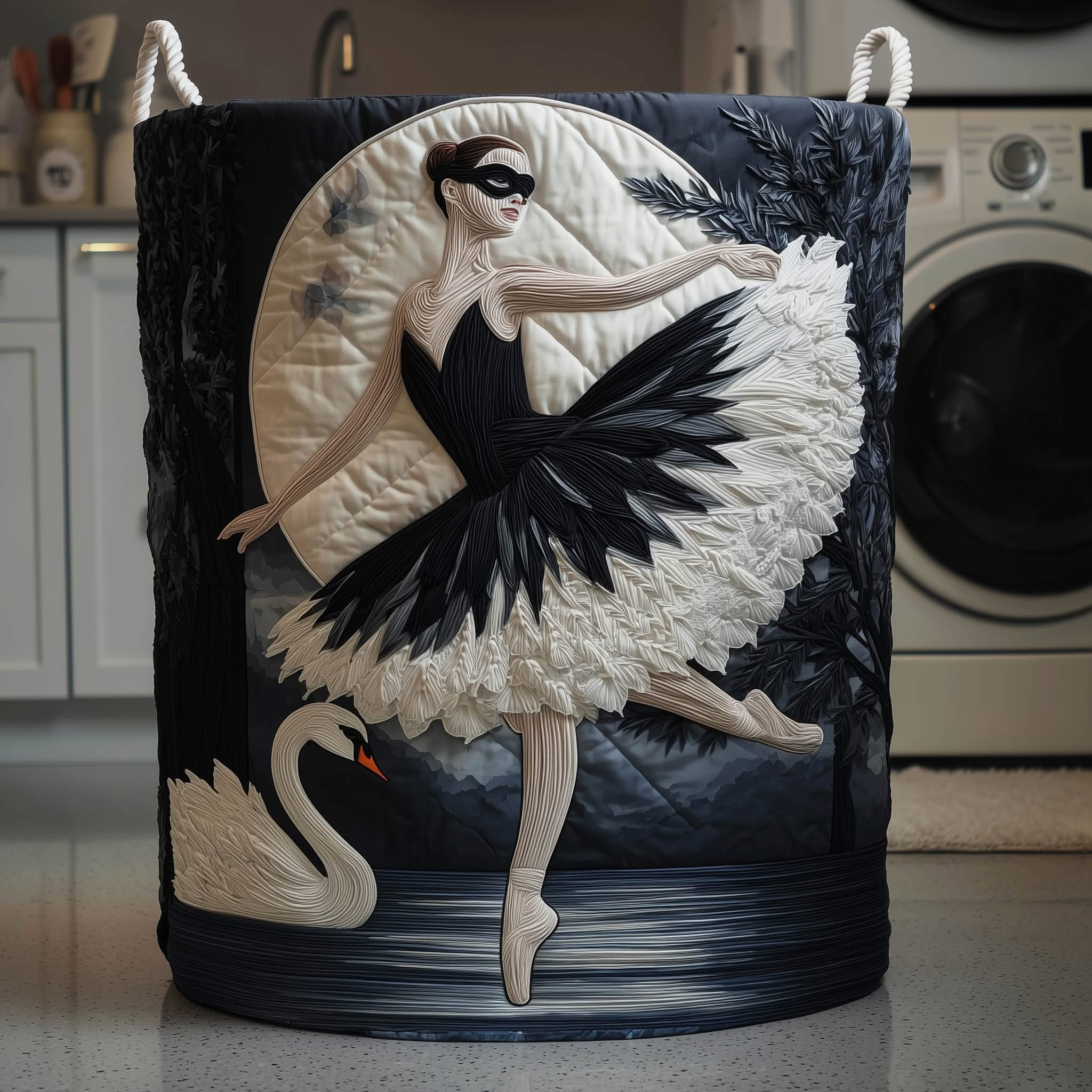 Swan Ballerina Quilted Laundry Basket Best Hamper Basket Gifts For Ballet Lovers - Tradiviet
