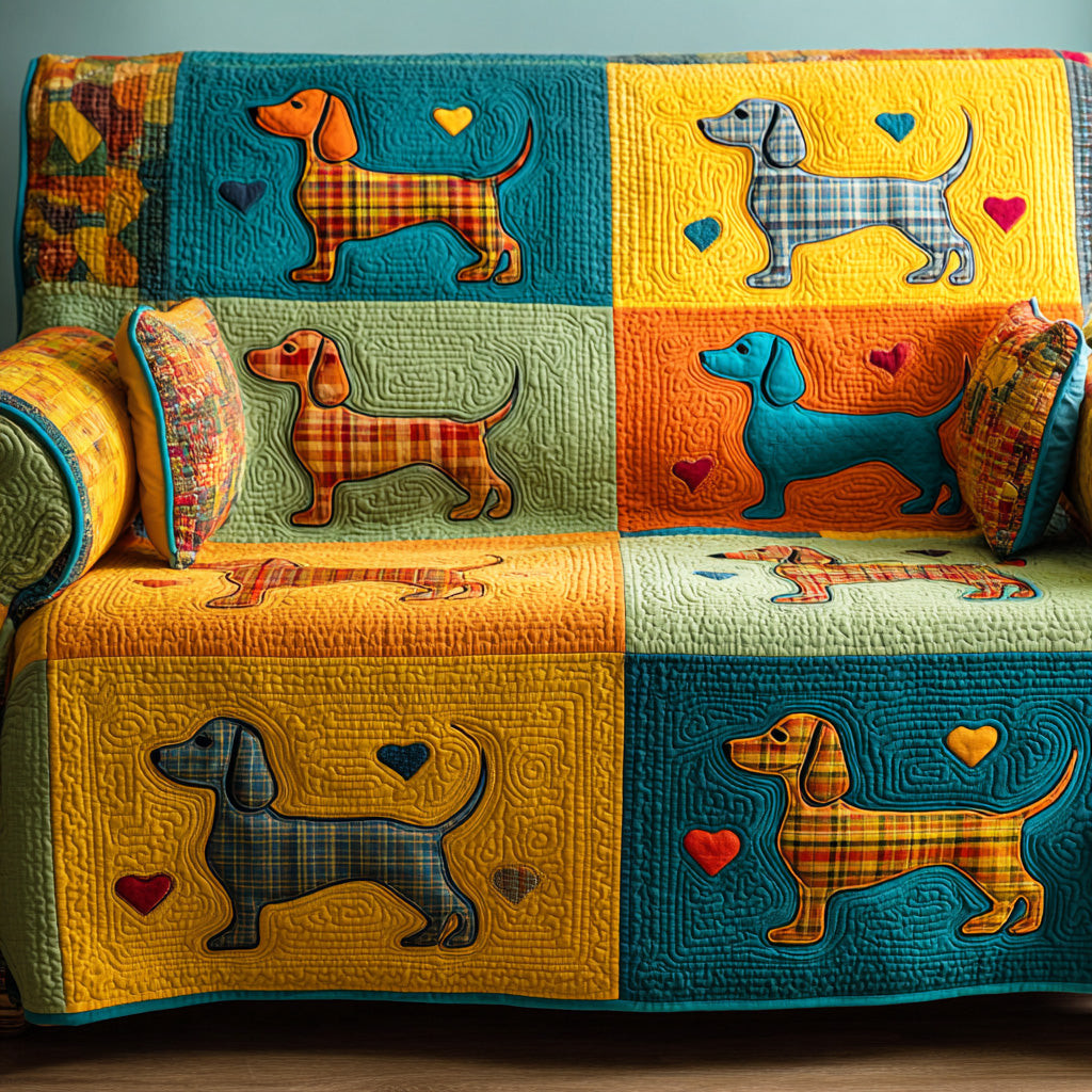 Sweet Dachshund Quilted Sofa Cover Pretty Sofa Covers Unique Gifts For Dog Lovers - Tradiviet