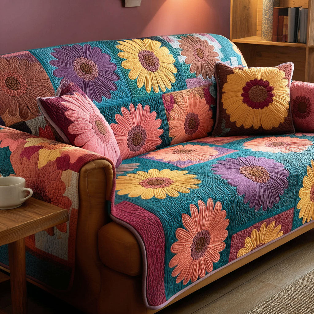 Sweet Daisy Quilted Sofa Cover The Best Sofa Covers Best Mothers Day Gifts - Tradiviet