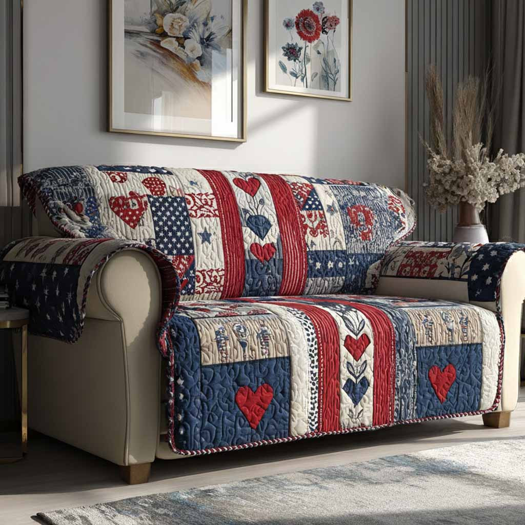 Sweet Liberty Quilted Sofa Cover Couch Cover Sofa Mother Daughter Gifts - Tradiviet