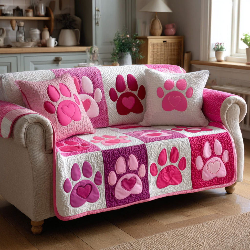 Sweet Paw Quilted Sofa Cover Sofa Seat Protector Dog Person Gifts - Tradiviet