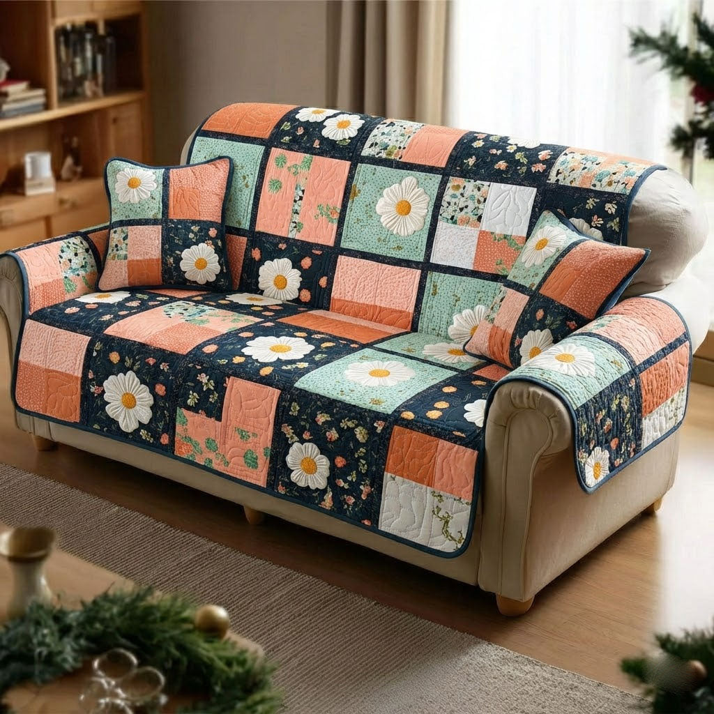 Sweet Petals Quilted Sofa Cover Furniture Covers Good Gifts For Mom - Tradiviet