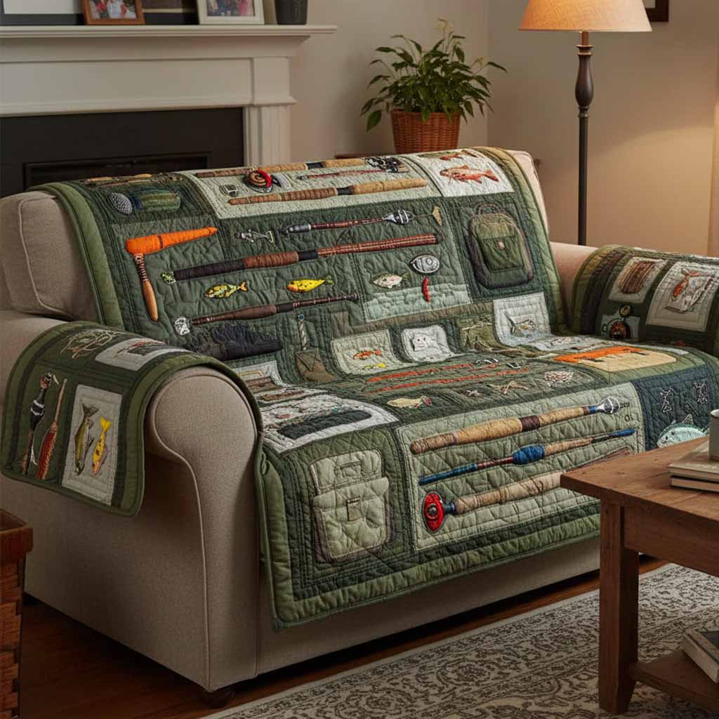 Tackle Patch Quilted Sofa Cover Natural Room Decor Gift For Home Decor - Tradiviet