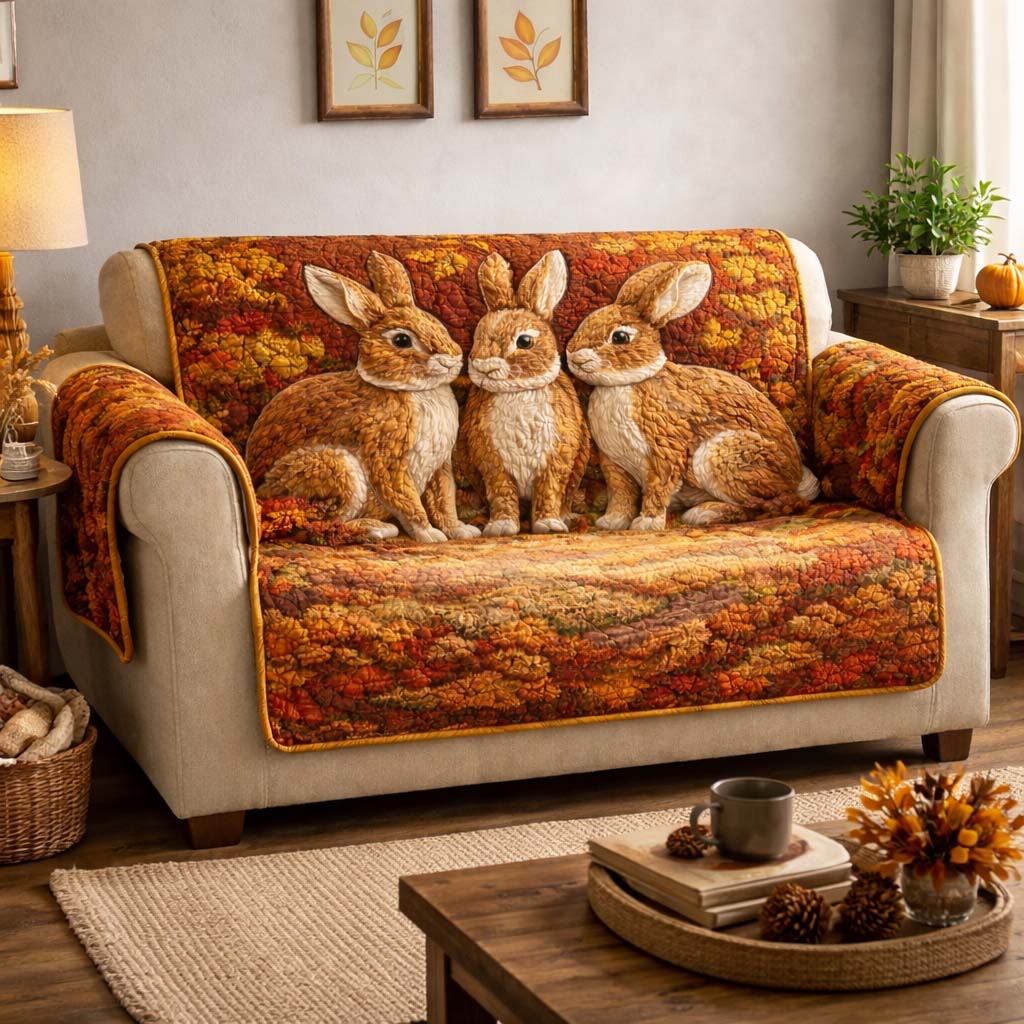 Tender Bunny Quilted Sofa Cover Spring Home Couch Cover Cool Room Decor Gifts - Tradiviet