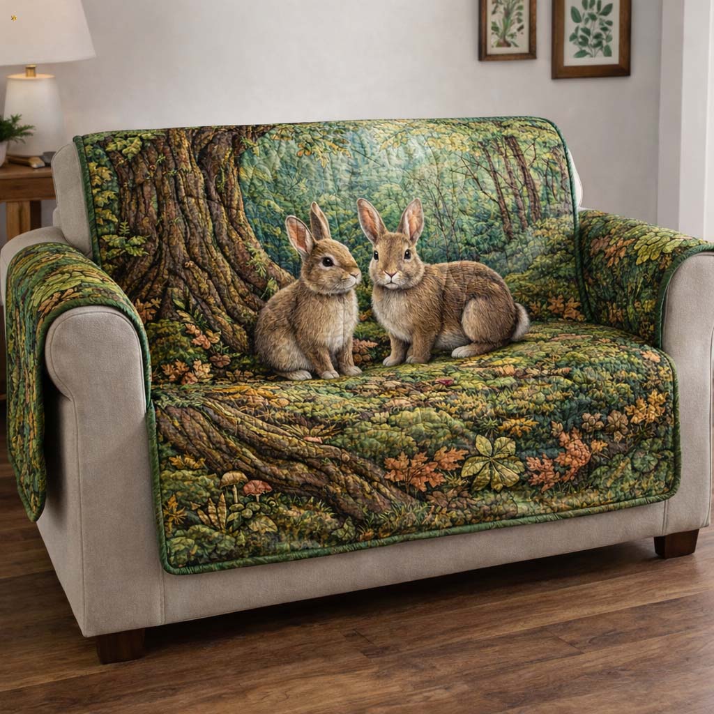 Tender Bunny Quilted Sofa Cover Spring Home Couch Cover Gifts For Room Decor - Tradiviet
