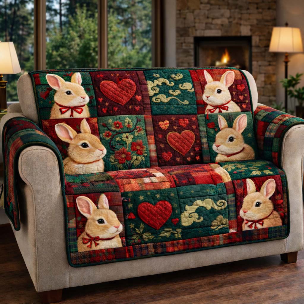 Tender Bunny Quilted Sofa Cover Spring Home Couch Cover Unique Home Decor Gifts - Tradiviet