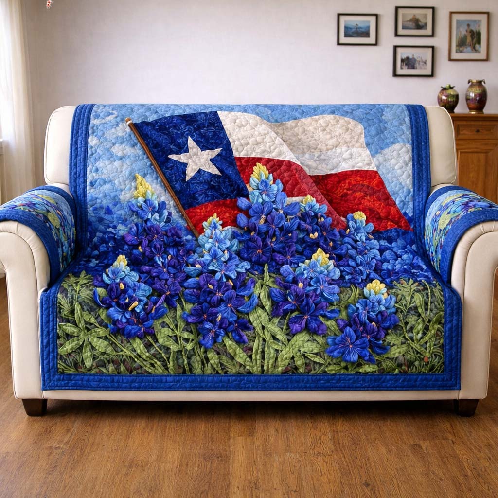 Texas Bloom Quilted Sofa Cover Floral Home Couch Cover Great Home Decor Finds - Tradiviet