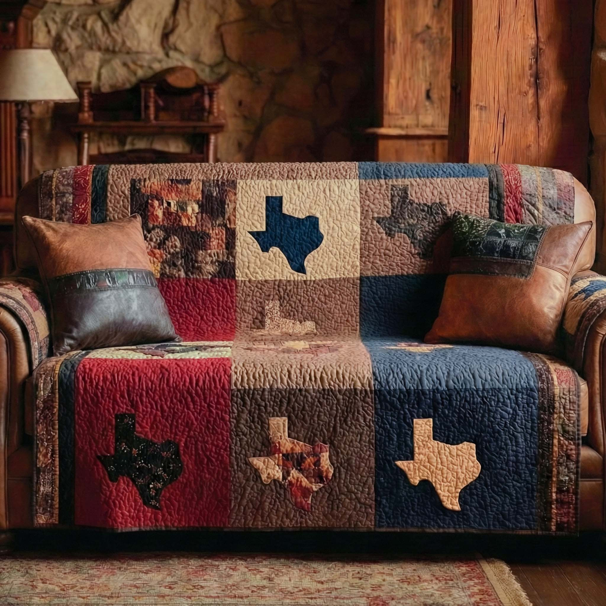 Texas Heritage Quilted Sofa Cover Sofa Protector Cover Cool Texas Gifts - Tradiviet