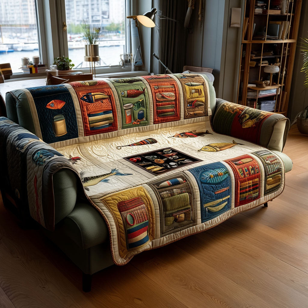 The Bait Box Quilted Sofa Cover Nice Couch Covers Father In Law Gifts Dad's Day - Tradiviet