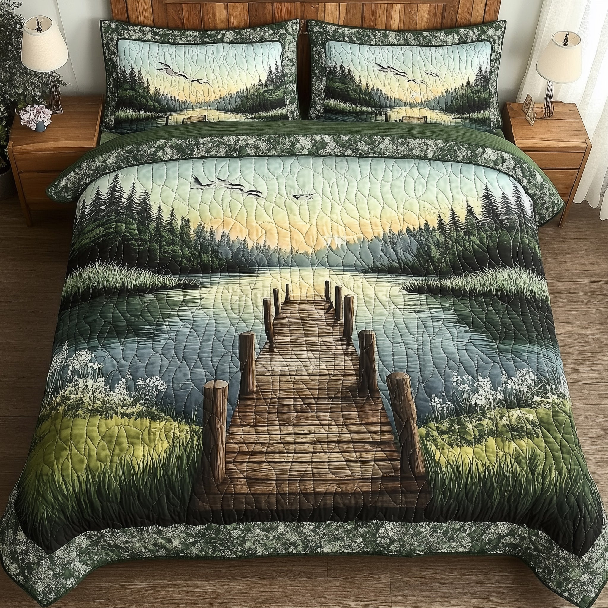 The Dock to Dawn Quilted Bedding Set Dock Dawn Memory Gift For Dock Dawn - Tradiviet