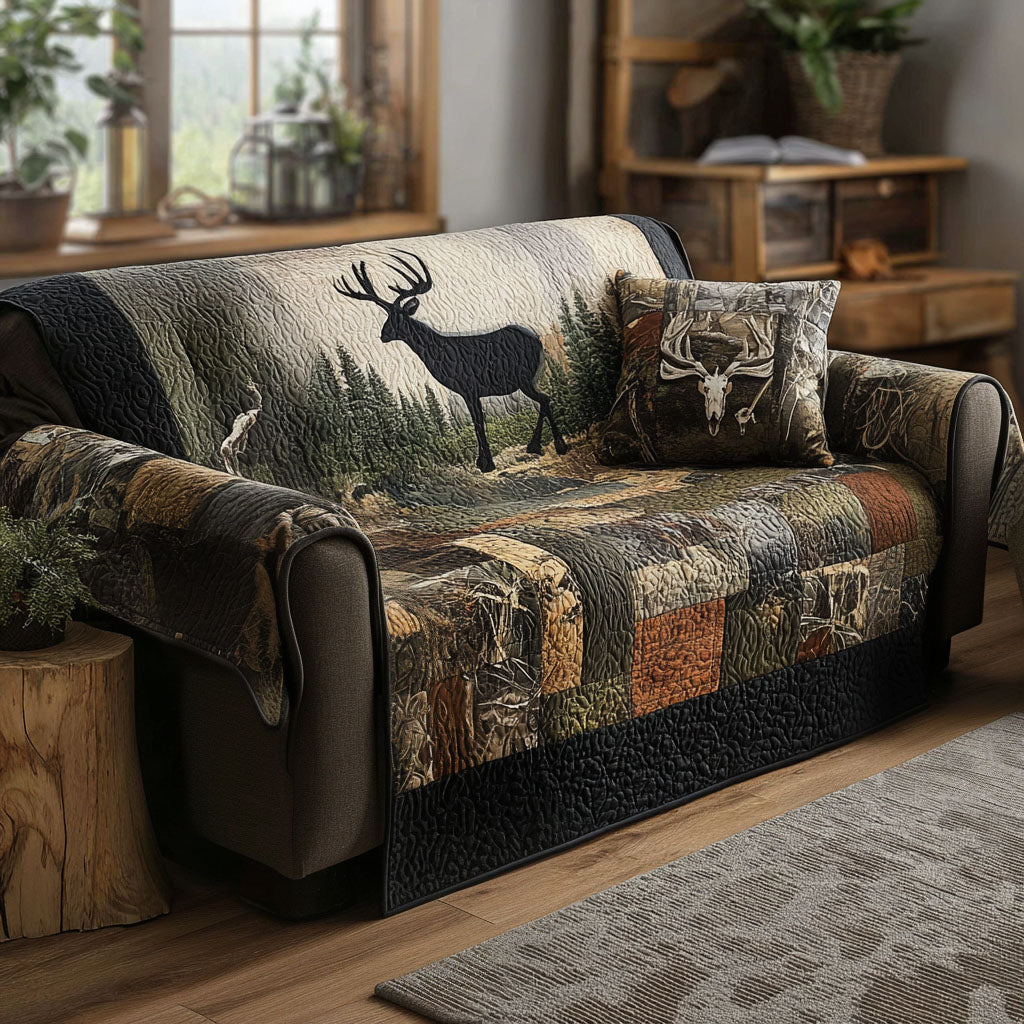 The Woodland Track Quilted Sofa Cover Soft Home Room Decor Cute Room Decor Gifts - Tradiviet