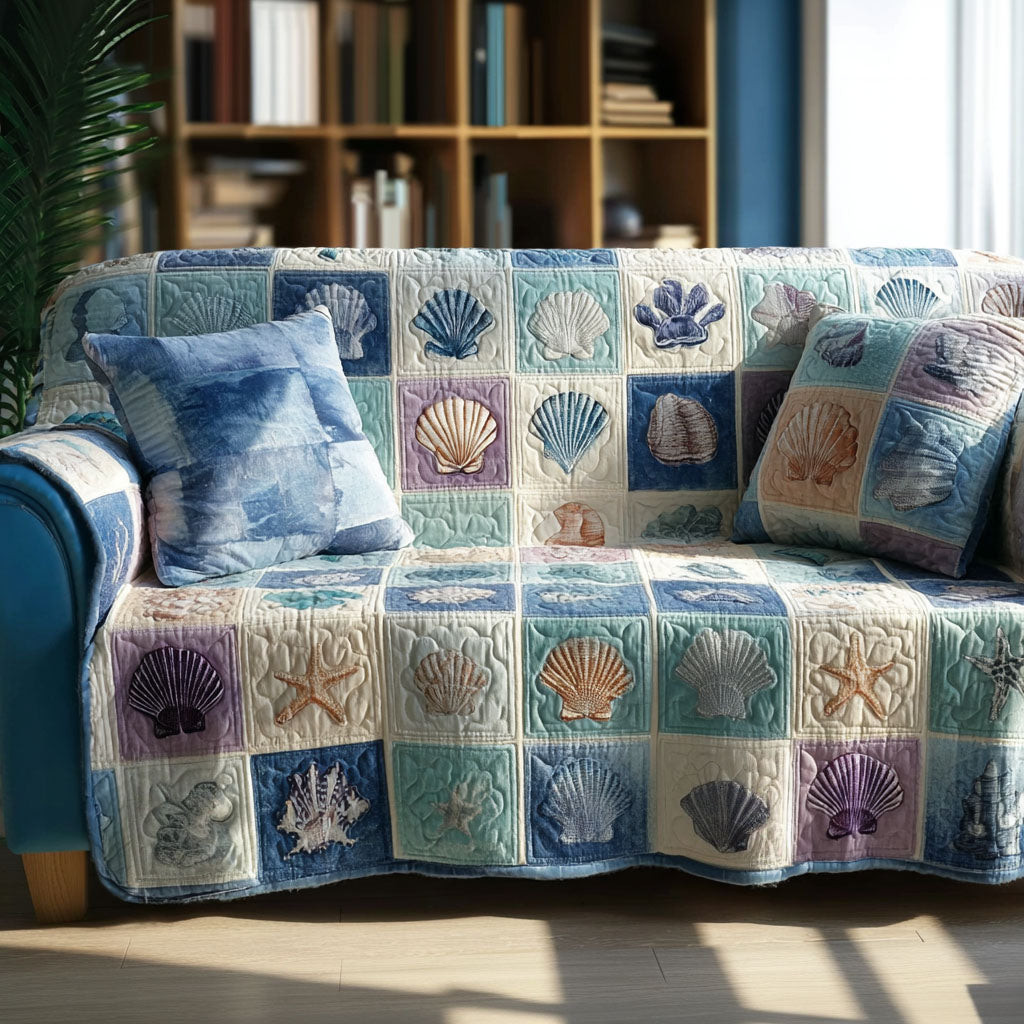Tidal Whisper Quilted Sofa Cover Best Sofa Covers Christmas Gifts For Ocean Lovers - Tradiviet