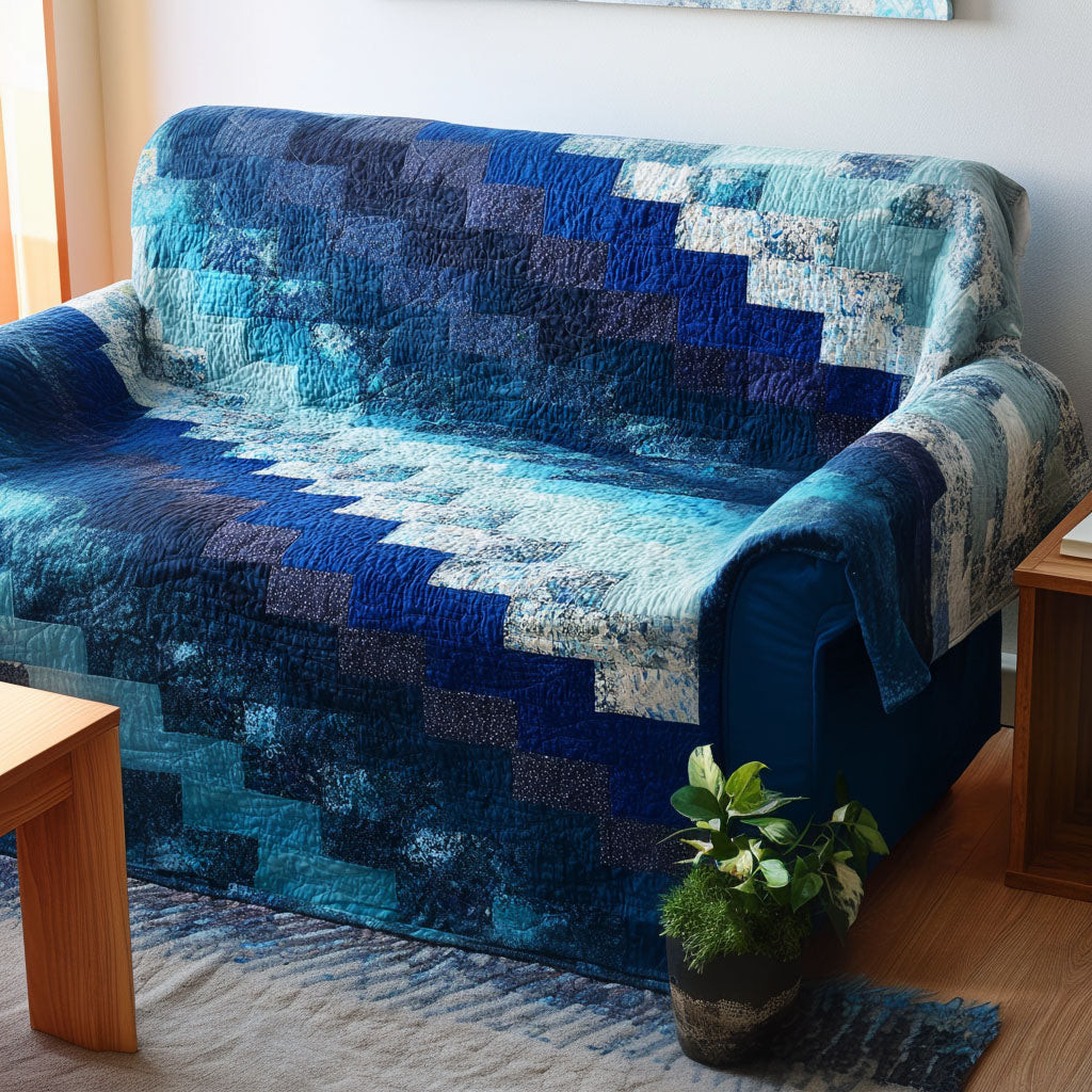 Tides and Textures Quilted Sofa Cover Best Slip Cover Sofa Cool Gifts For Beach Lovers - Tradiviet