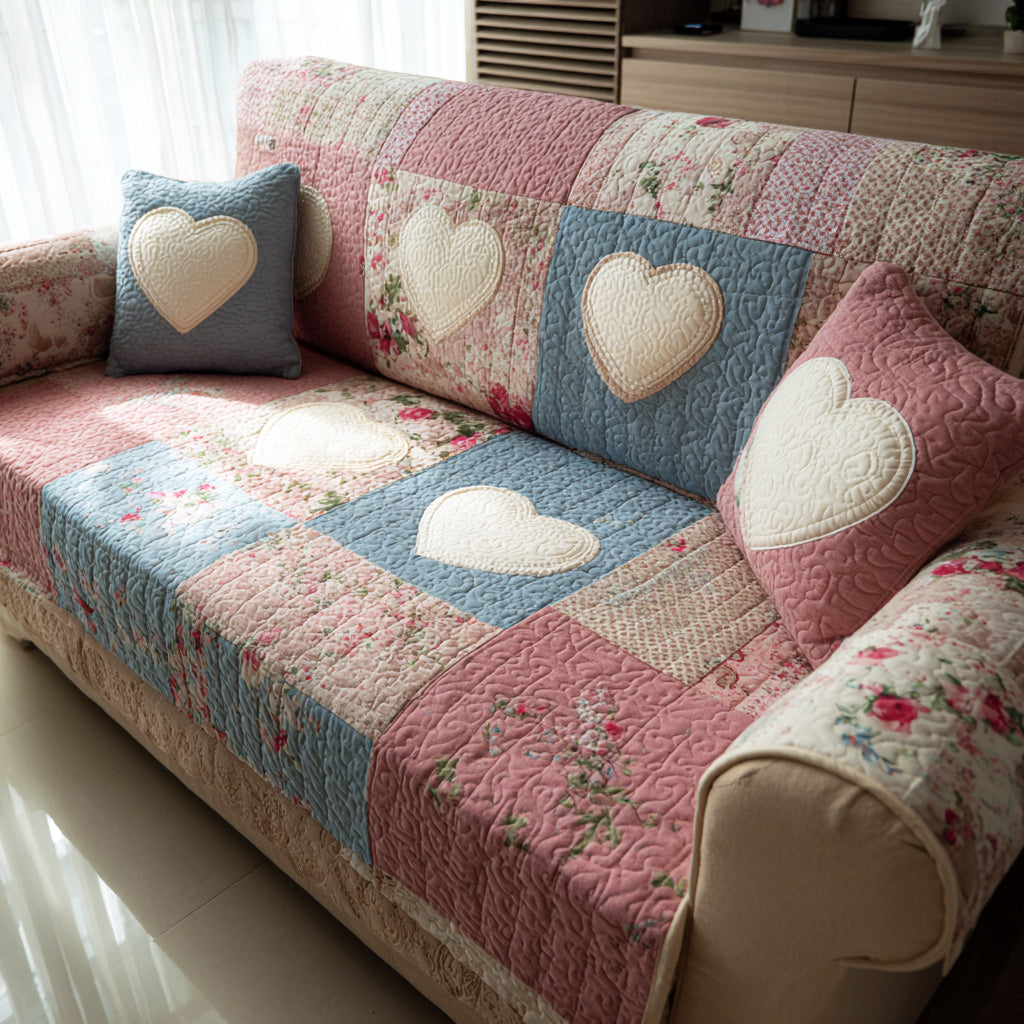 Timber Bloom Quilted Sofa Cover Room Decor Inspiration Cozy Housewarming Gift Ideas - Tradiviet