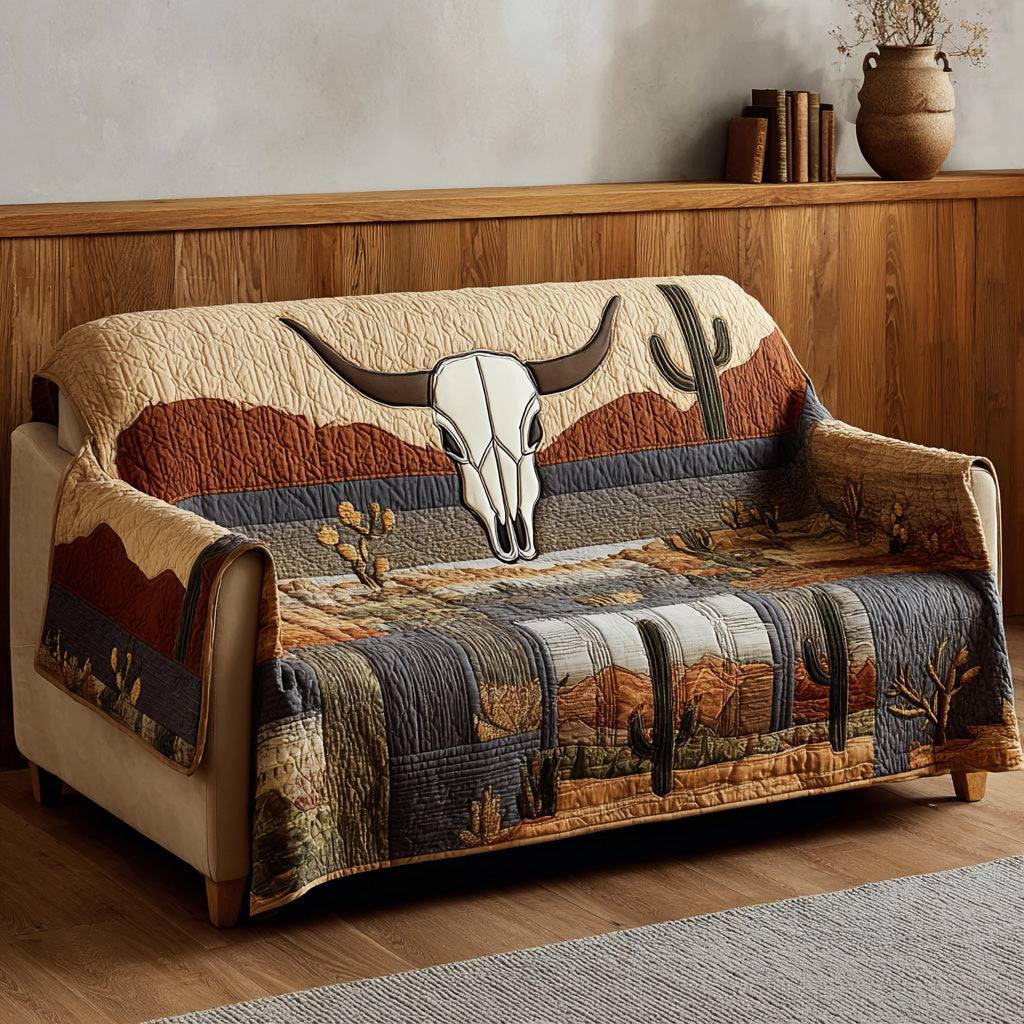 Timber Mesa Skull Quilted Sofa Cover Rustic Home Room Decor Gifts For Home Decor - Tradiviet