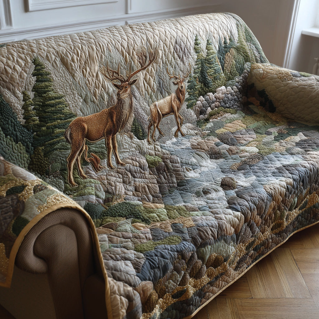 Timber Stag Quilted Sofa Cover Couch Cushion Covers Deer Gifts For Him - Tradiviet