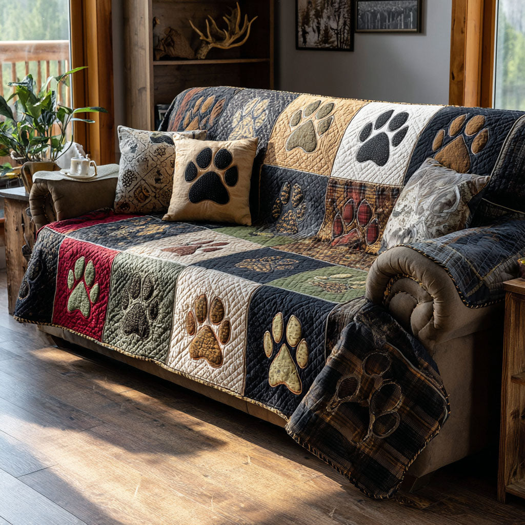 Timber Trail Bear Quilted Sofa Cover Trendy Home Style Bear Gifts For Women - Tradiviet