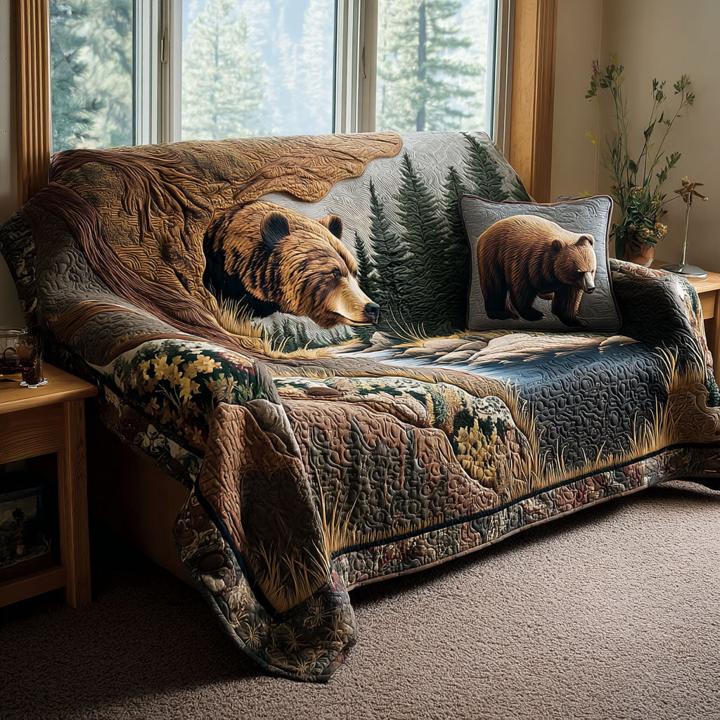 Timber Trails Quilted Sofa Cover Natural Home Room Decor Unique Room Decor Gifts - Tradiviet
