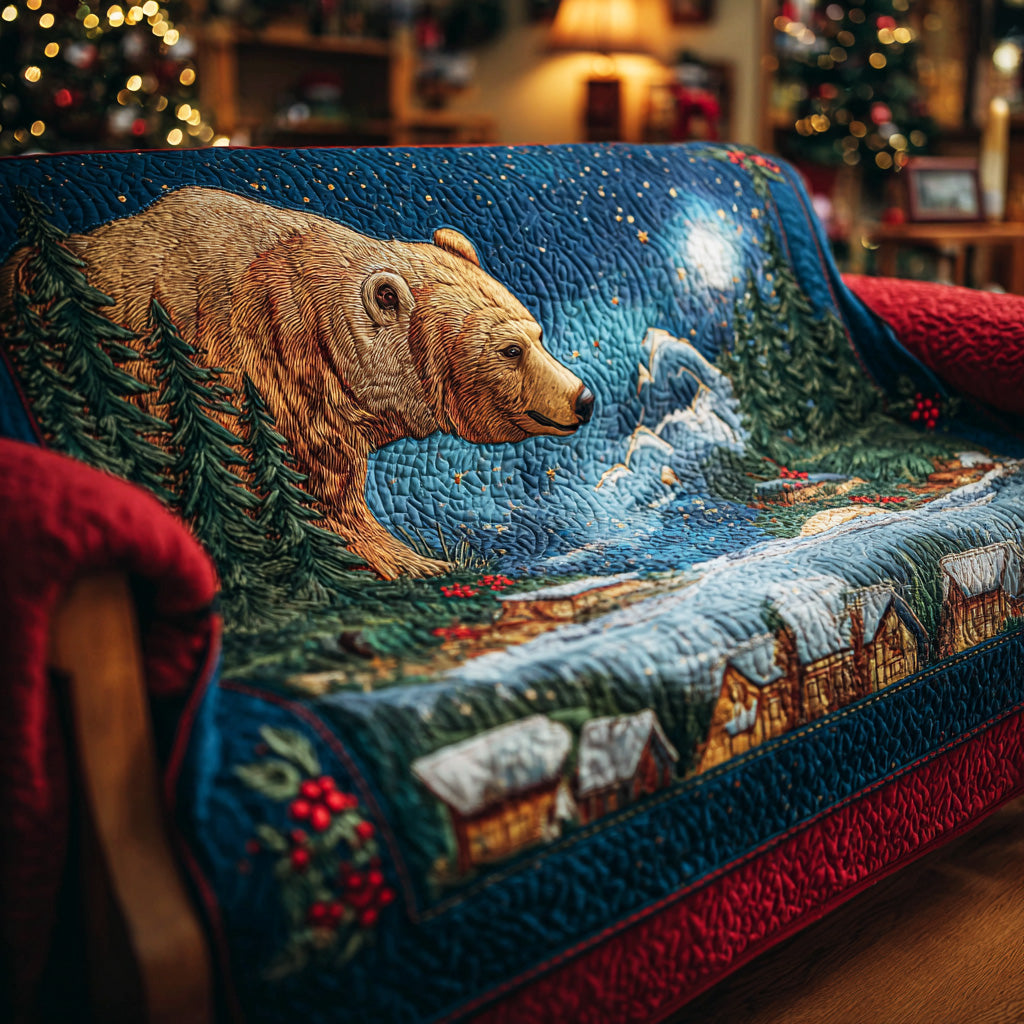 Timberland Bear Spirit Quilted Sofa Cover Warm Home Room Decor Lovely Bear Lover Presents - Tradiviet