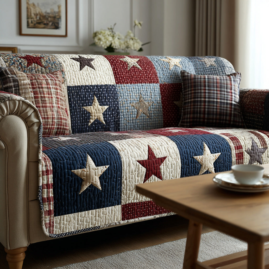 Timeless Americana Quilted Sofa Cover Modern Room Decor Trendy Room Decor Gifts - Tradiviet
