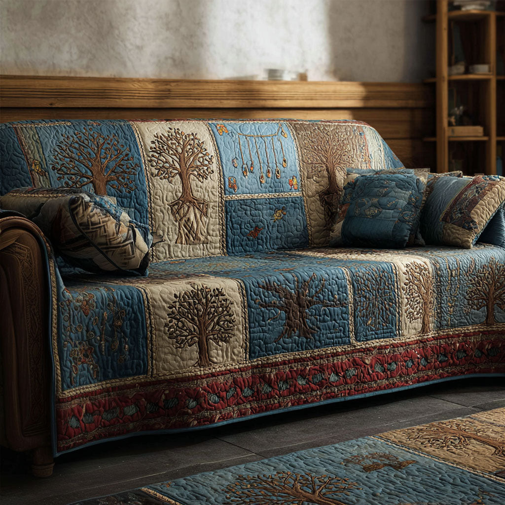 Timeless Arbor Quilted Sofa Cover Furniture Slipcovers For Sofas Tree Of Life Gifts For Parents - Tradiviet