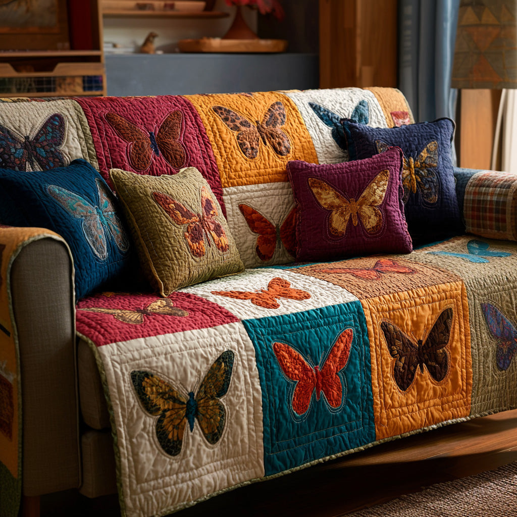 Timeless Butterflies Quilted Sofa Cover Sofa Cover Couch Butterfly Christmas Presents - Tradiviet