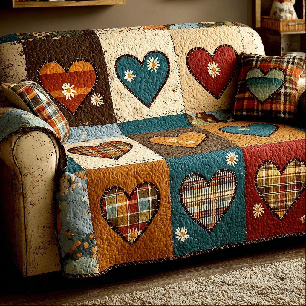 Timeless Love Quilted Sofa Cover Living Room Sofa Covers Great Christmas Gifts For Couples - Tradiviet