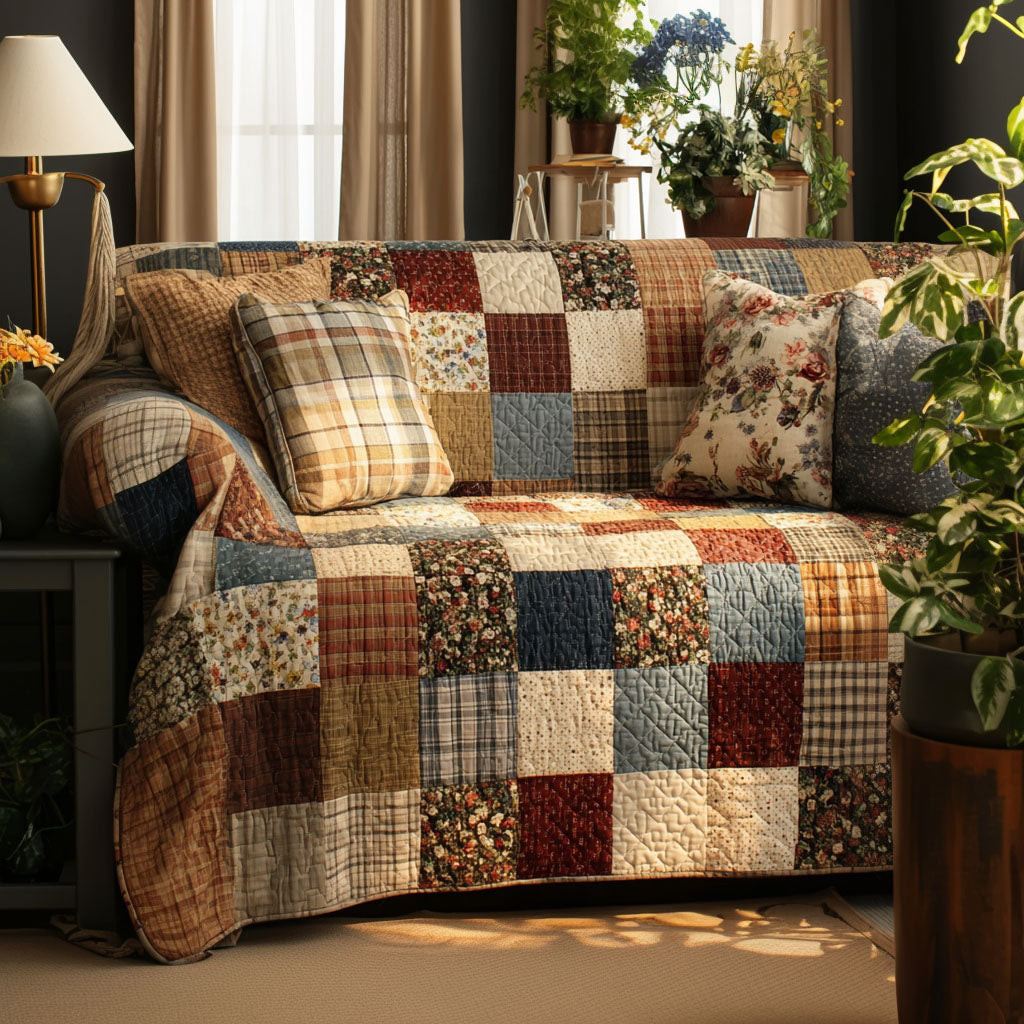 Timeless Patchwork Quilted Sofa Cover Couch And Sofa Covers Special Present For Dad - Tradiviet