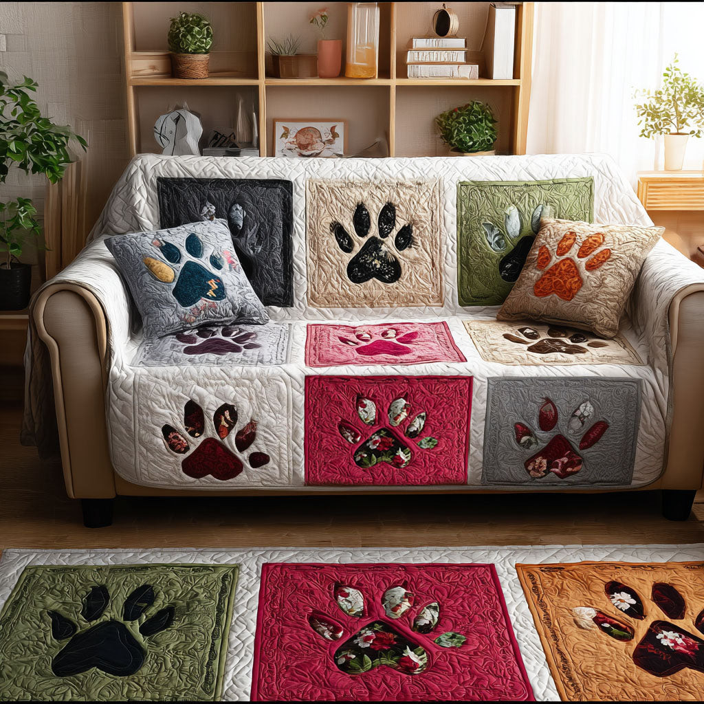 Timeless Paw Quilted Sofa Cover Furniture Slipcovers For Sofas Best Gifts For New Dog Owners - Tradiviet