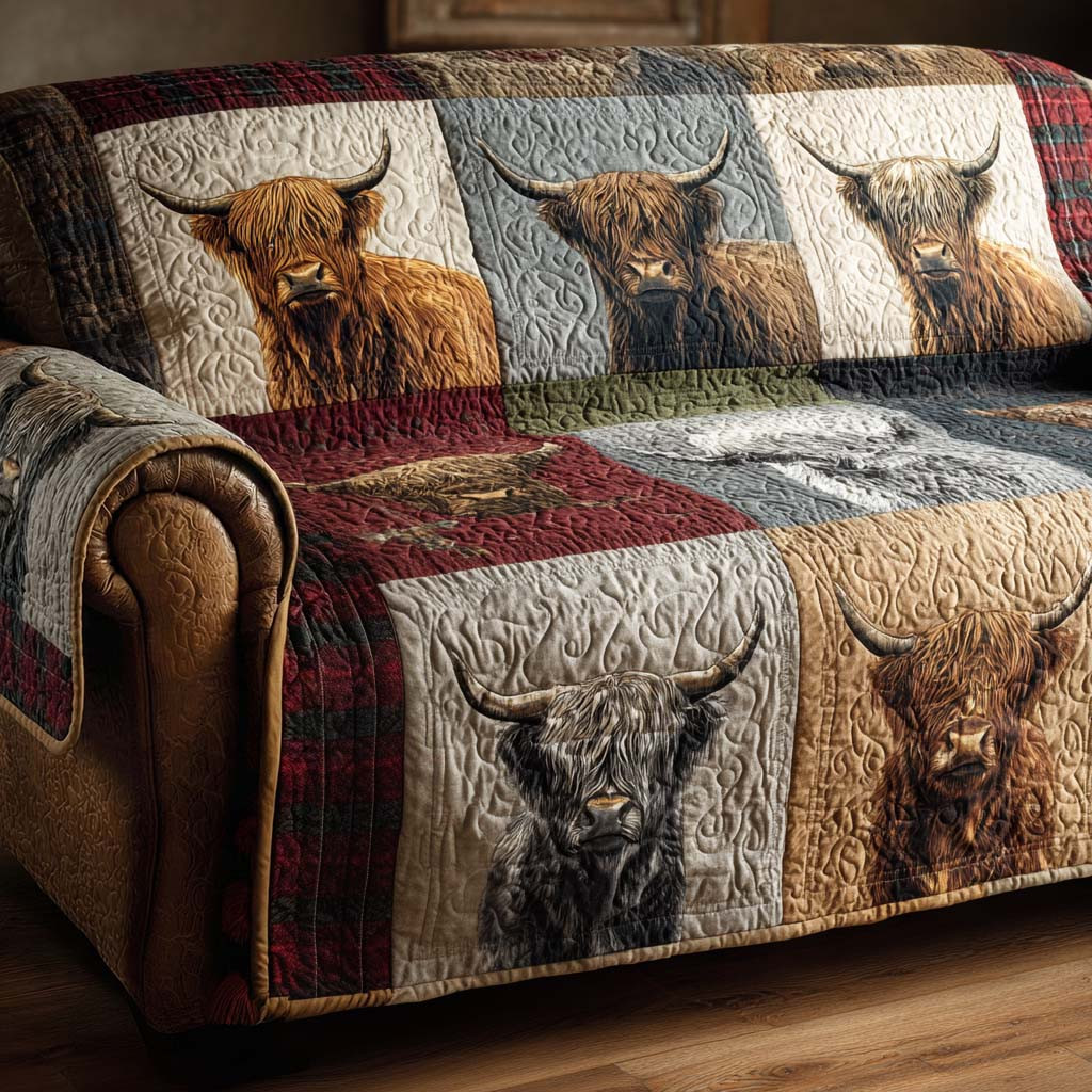 Timeless Rural Quilted Sofa Cover Sofa Seat Covers Cow Gifts For Cow Lovers - Tradiviet
