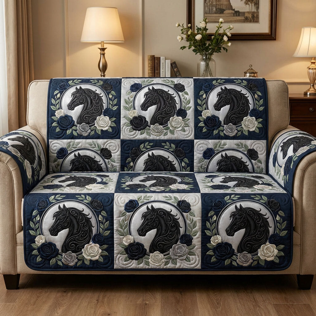 Timeless Stallion Quilted Sofa Cover Simple Room Decor Gifts For Home Lovers - Tradiviet