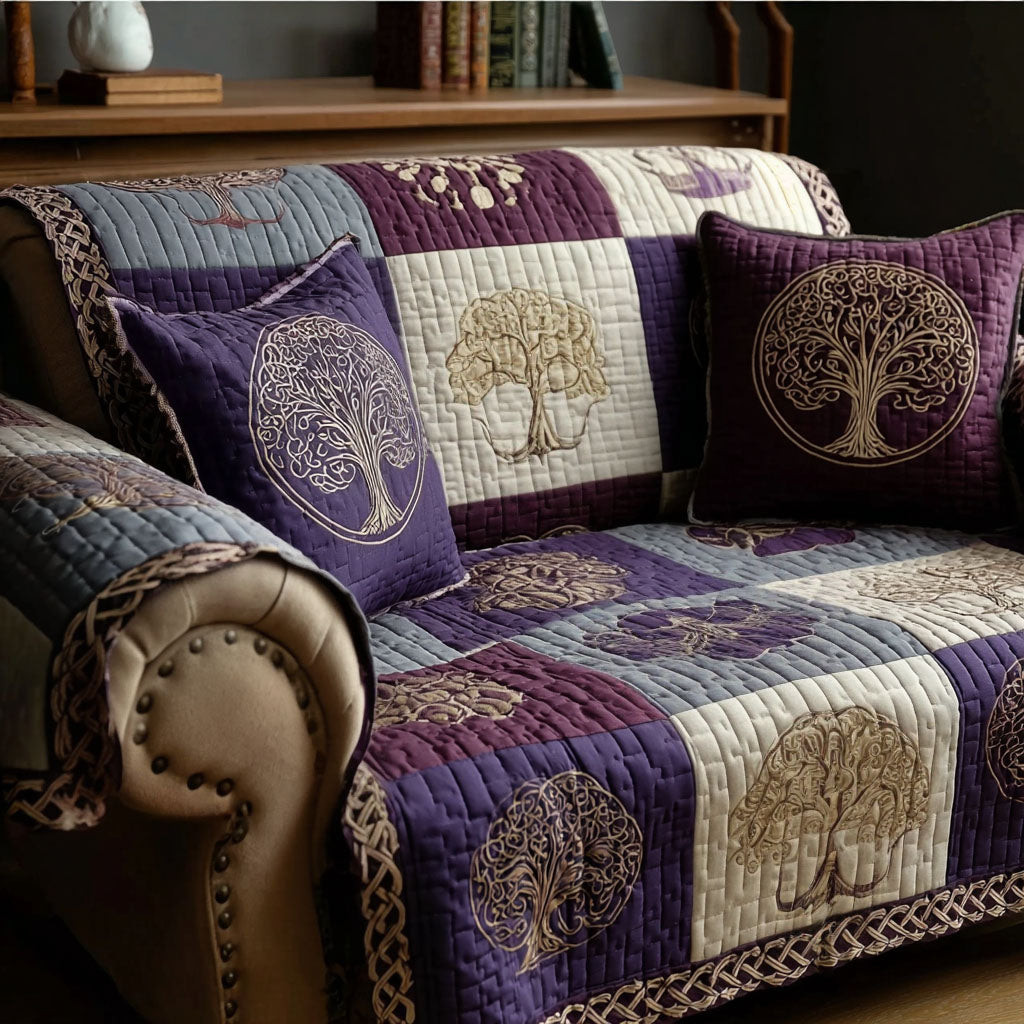 Timeless Timber Quilted Sofa Cover Sofa Blanket Cover Tree Of Life Gifts Mother'S Day - Tradiviet