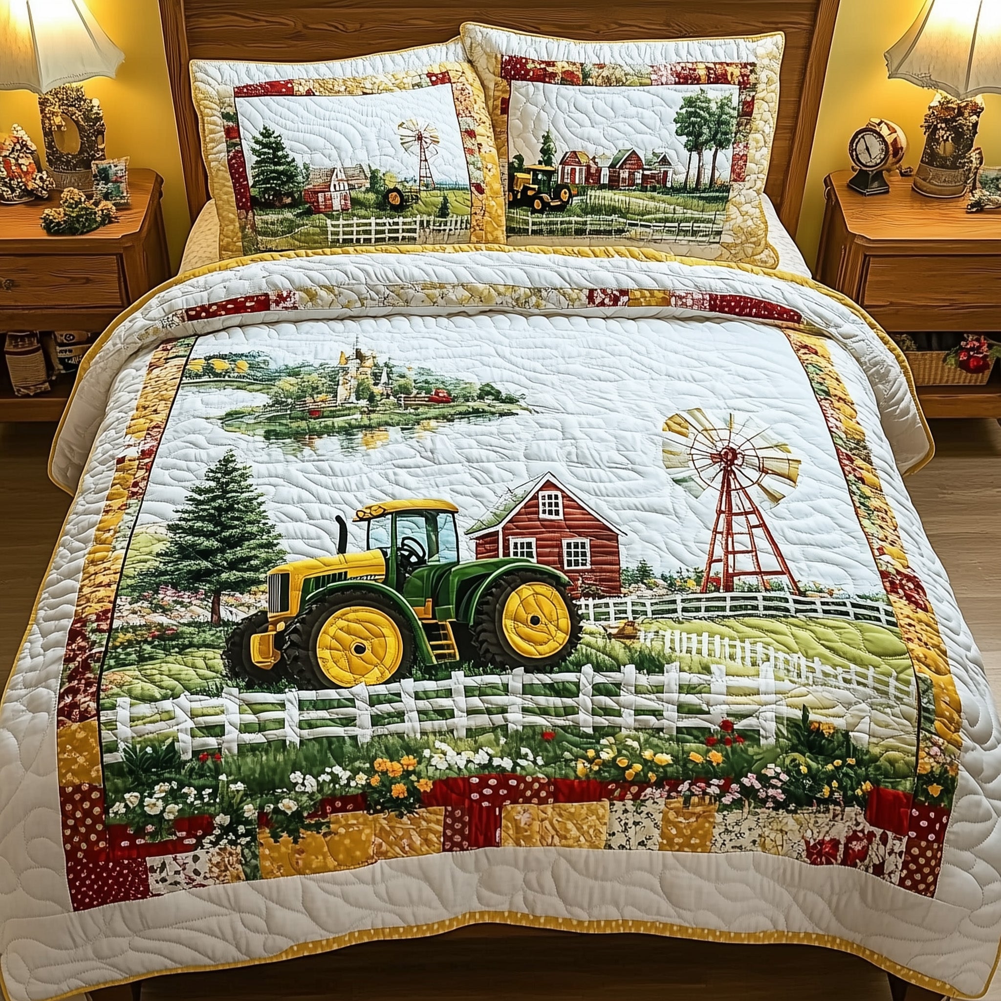 Tractor Dream Quilted Bedding Set Tractor Dream Atmosphere Gift For Tractor - Tradiviet