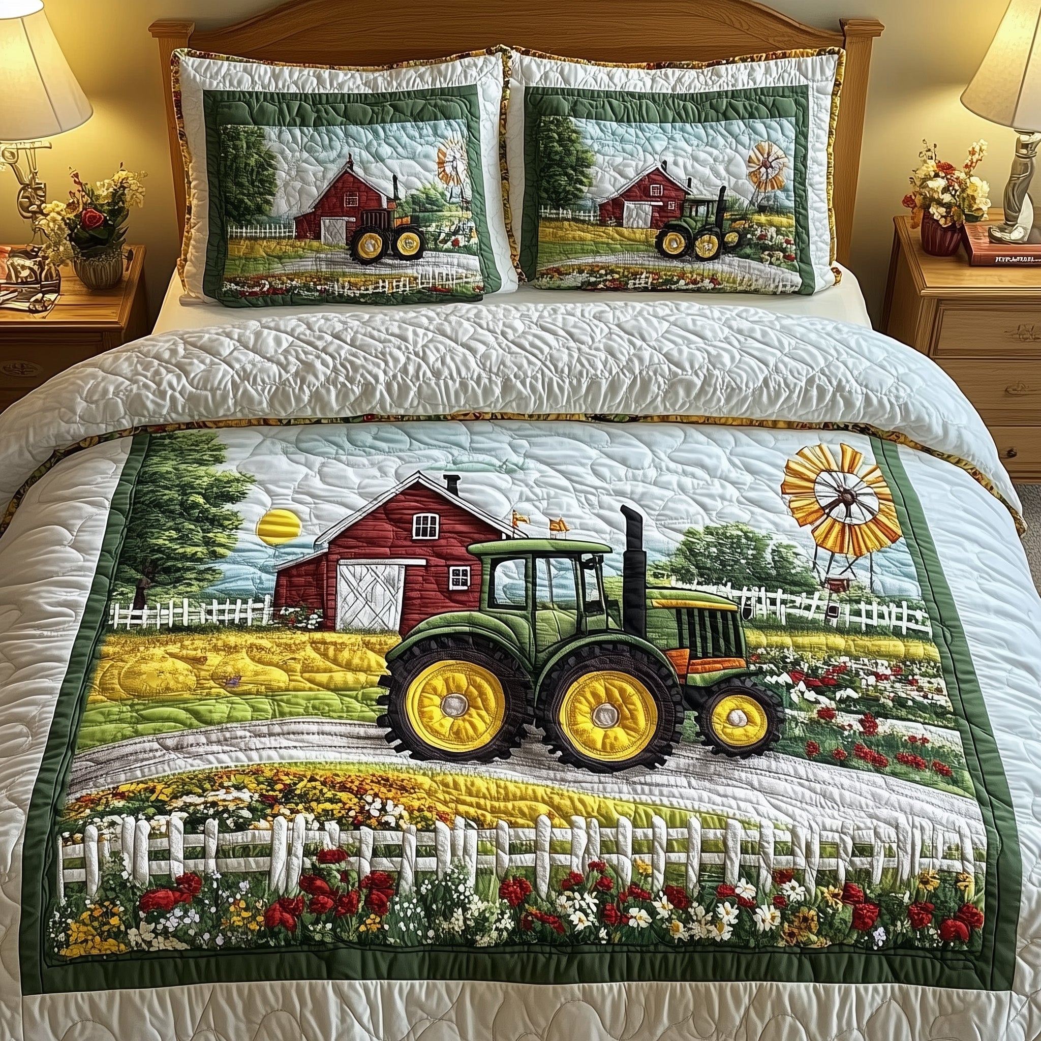 Tractor Dream Quilted Bedding Set Tractor Dream Comfort Gift For Tractor Lovers - Tradiviet