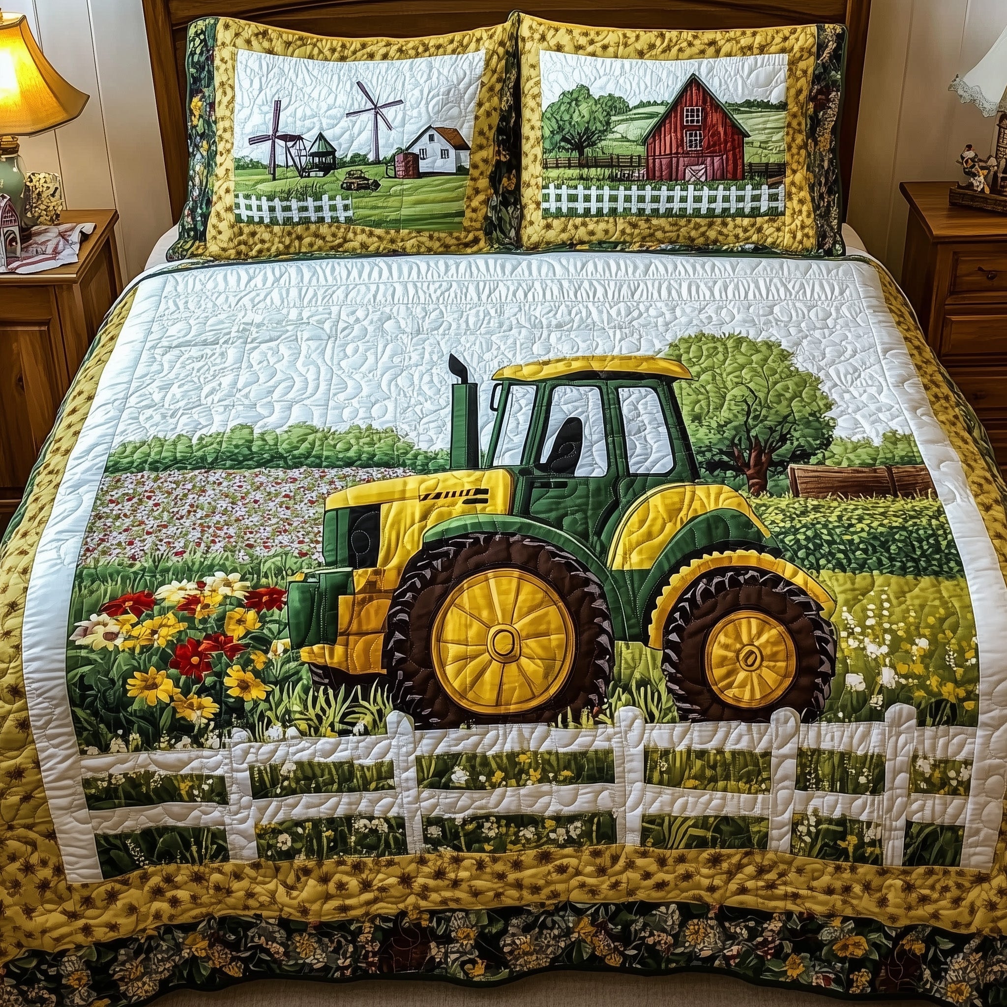 Tractor Dream Quilted Bedding Set Tractor Dream Tone Gift For Tractor Friends - Tradiviet