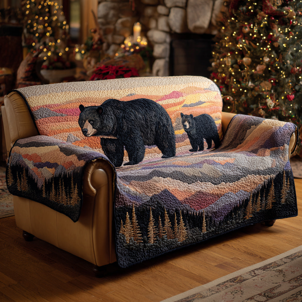 Trail Bear Quilted Sofa Cover Creative Home Room Decor Best Bear Lover Gifts - Tradiviet