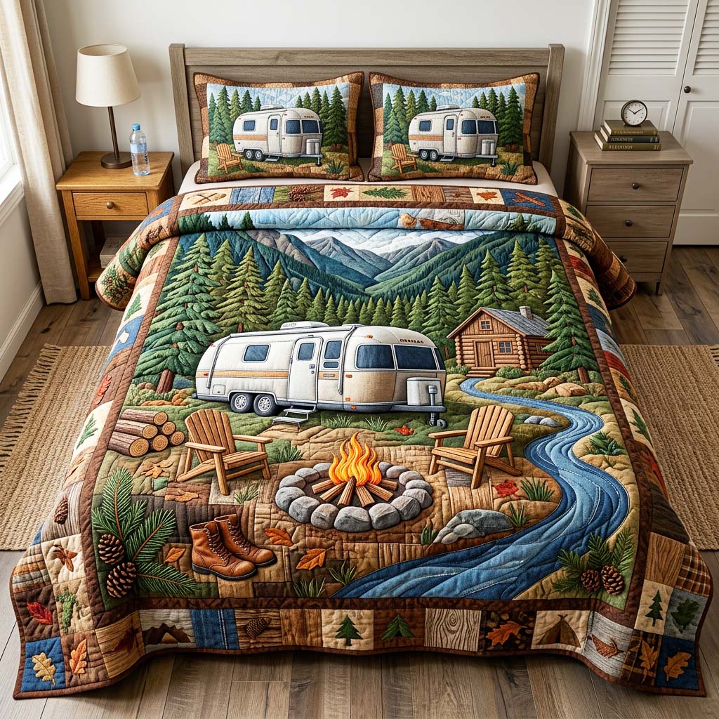 Trailer Camp Quilted Bedding Set Trailer Camp Lounge Gift For Trailer Camp - Tradiviet