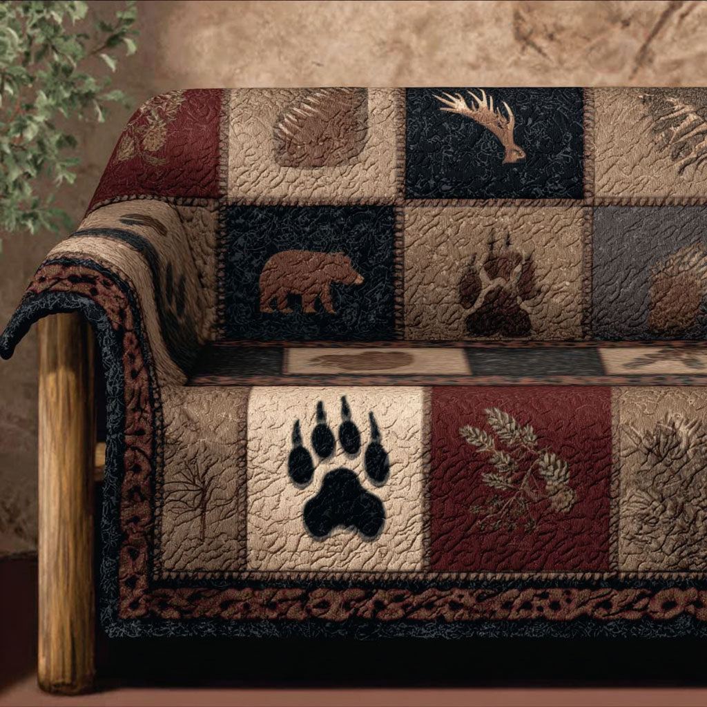 Trailside Bear Quilted Sofa Cover Minimalist Home Room Decor Cute Bear Lover Gifts - Tradiviet