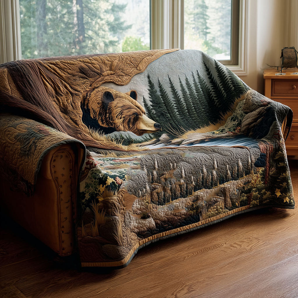Tranquil Woods Quilted Sofa Cover Simple Home Room Decor Unique Home Decor Gifts - Tradiviet