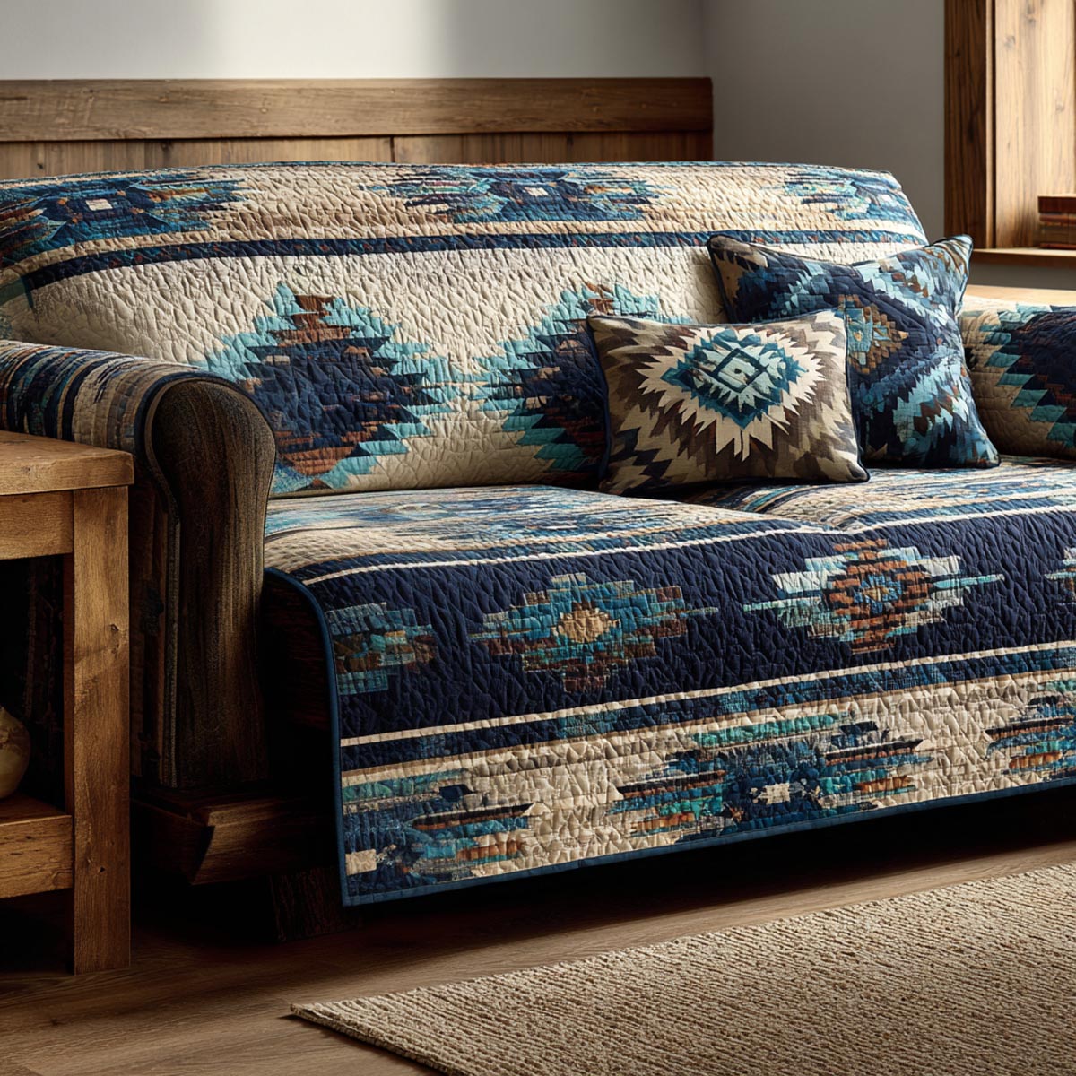 Tribal Echo Quilted Sofa Cover Elegant Room Decor Gifts For Home Lovers - Tradiviet