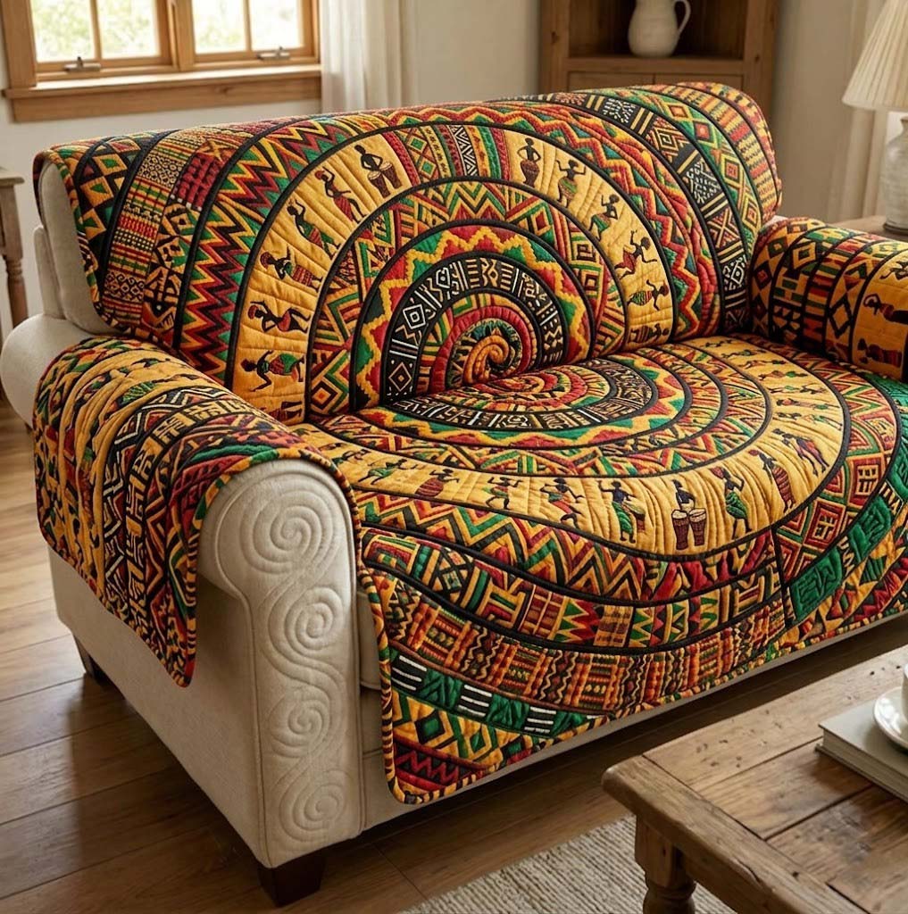 Tribal Echo Quilted Sofa Cover Tribal Home Couch Cover Home Lover Gift Ideas - Tradiviet