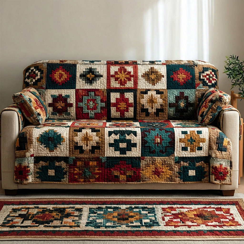Tribal Harmony Quilted Sofa Cover Room Room Decor Gift For Living Room - Tradiviet