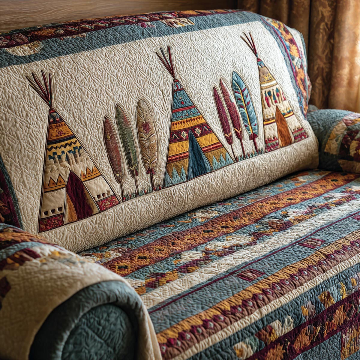 Tribal Horizon Quilted Sofa Cover Aesthetic Room Decor Gifts For House Lovers - Tradiviet