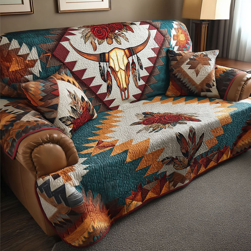 Tribal Spirit Quilted Sofa Cover Unique Room Decor Present For Home Lovers - Tradiviet