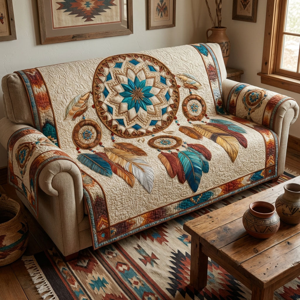 Tribal Starfall Quilted Sofa Cover Boho Room Decor Present For Home Lovers - Tradiviet