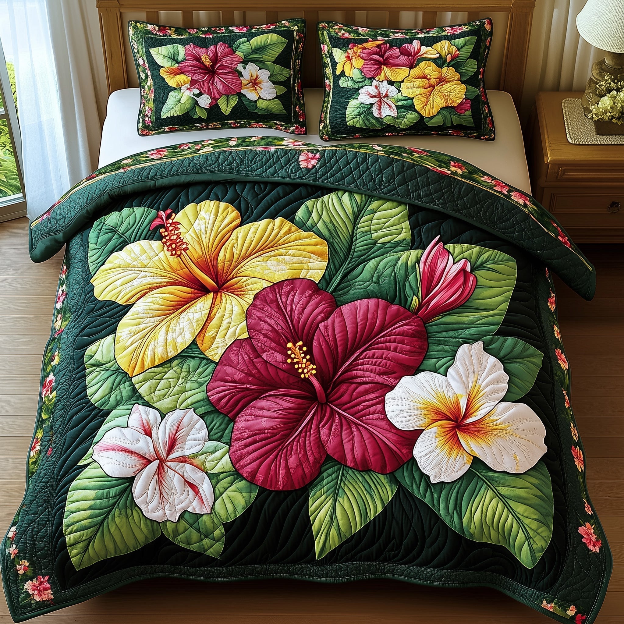 Tropical Blooming Quilted Bedding Set Tropical Blooming Cabin Gift For Blooming Mom - Tradiviet
