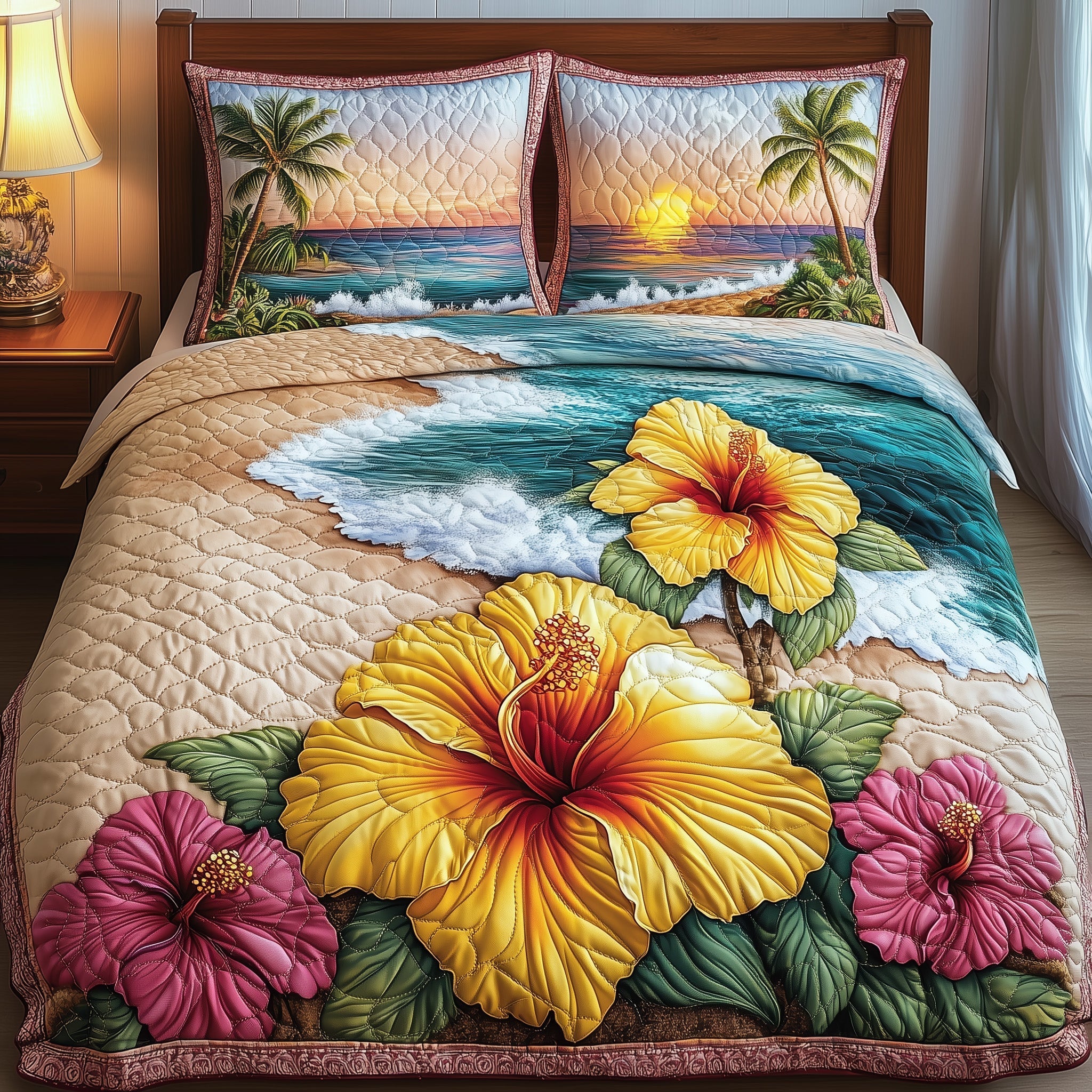 Tropical Blooming Quilted Bedding Set Tropical Blooming Honor Gift For Tropical Blooming - Tradiviet
