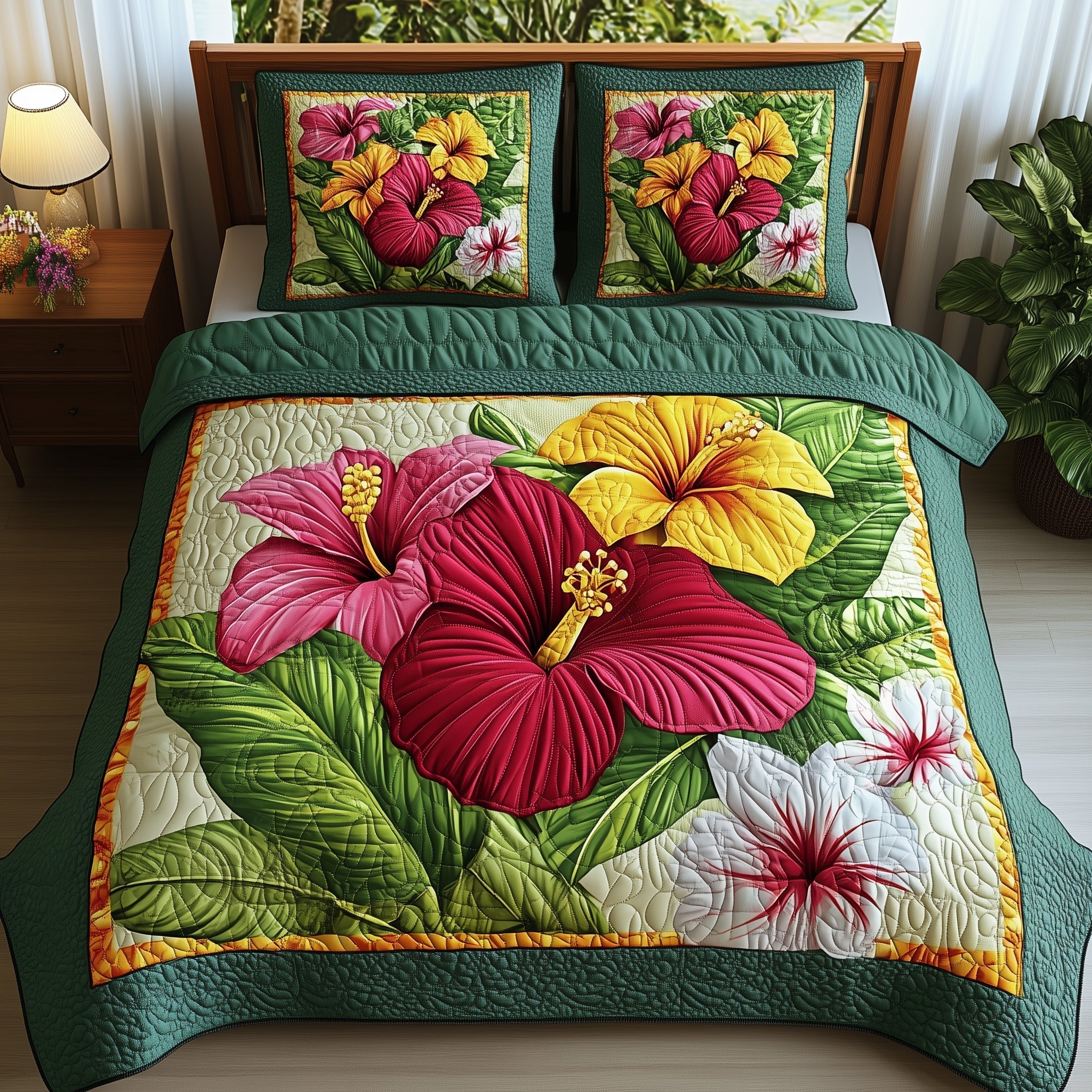 Tropical Blooming Quilted Bedding Set Tropical Blooming Sunrise Gift For Tropical Dad - Tradiviet